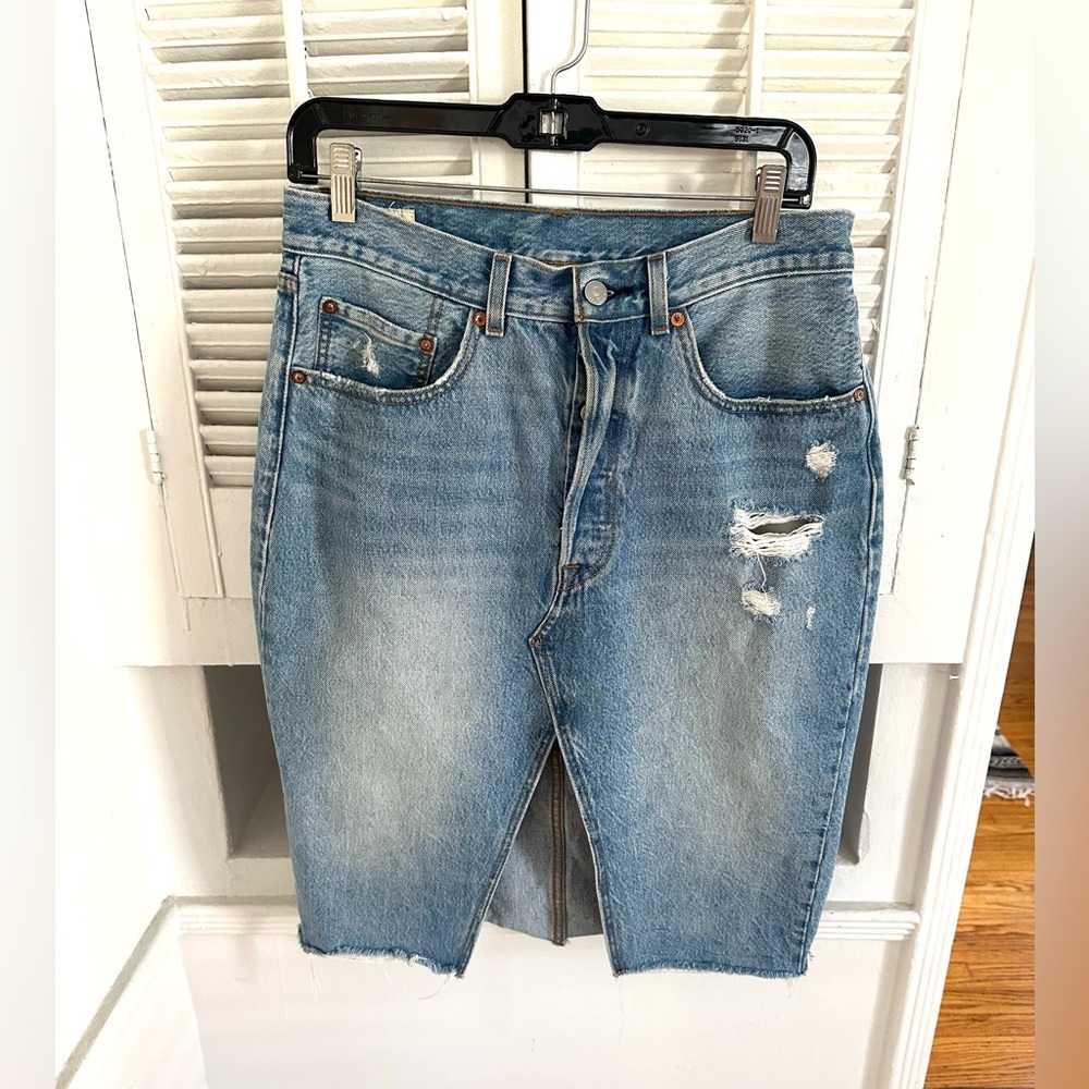 Levi's Distressed Blue Jean Skirt